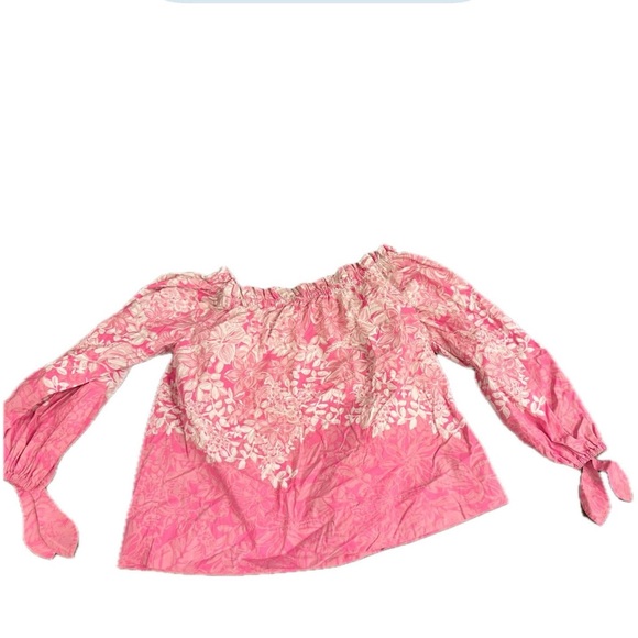 Like New, Lilly Pulitzer Jamielynn Long Sleeve Off The Shoulder Top, SZ  large - Picture 2 of 2